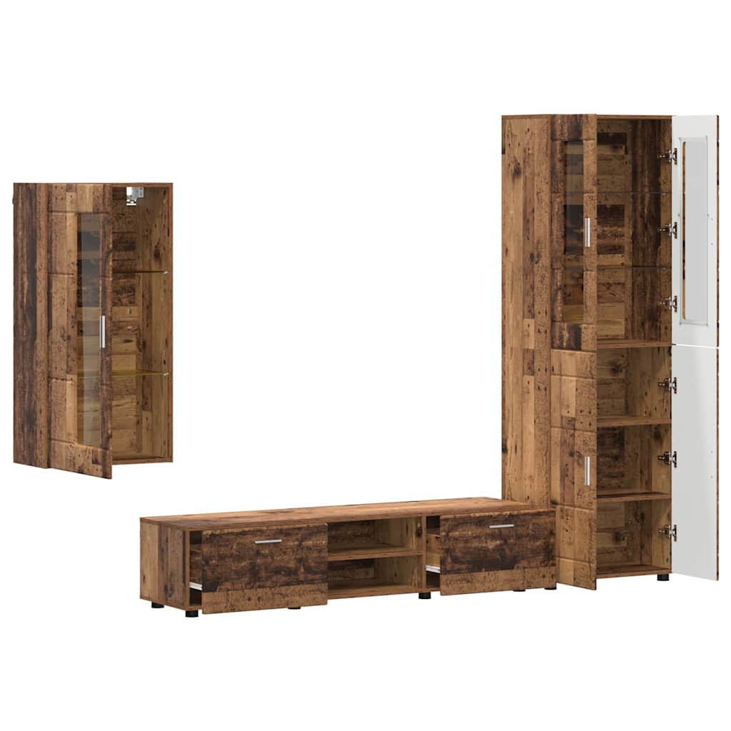 vidaXL TV Cabinet Set FLORIN 3 pcs Old Wood Engineered Wood