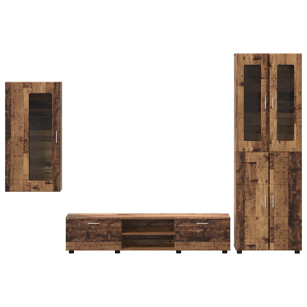 vidaXL TV Cabinet Set FLORIN 3 pcs Old Wood Engineered Wood