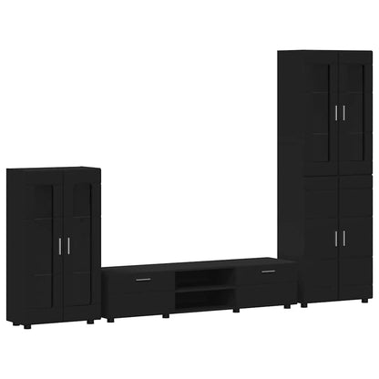 vidaXL TV Cabinet Set with Drawer FLORIN 3 pcs Black Engineered Wood
