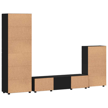 vidaXL TV Cabinet Set with Drawer FLORIN 3 pcs Black Engineered Wood