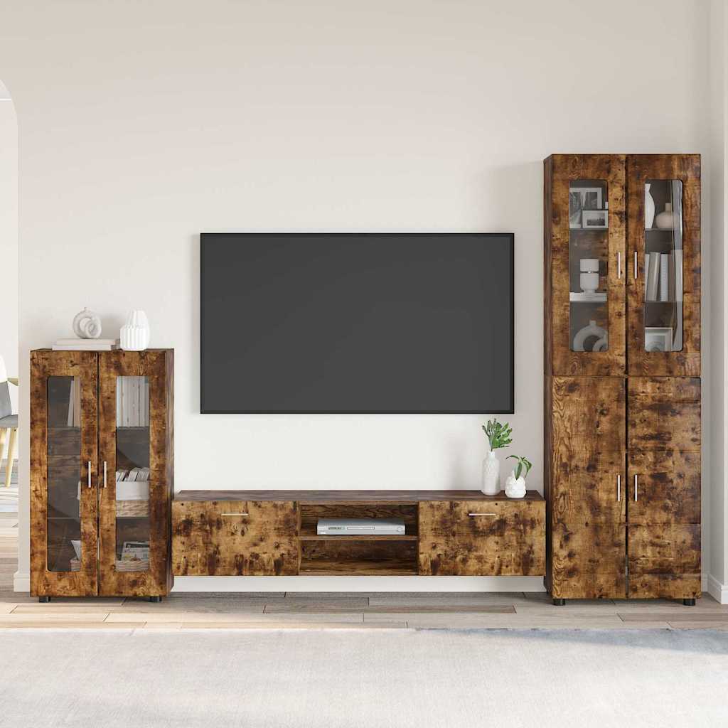 vidaXL TV Cabinet Set FLORIN 3 pcs Smoked Oak Engineered Wood