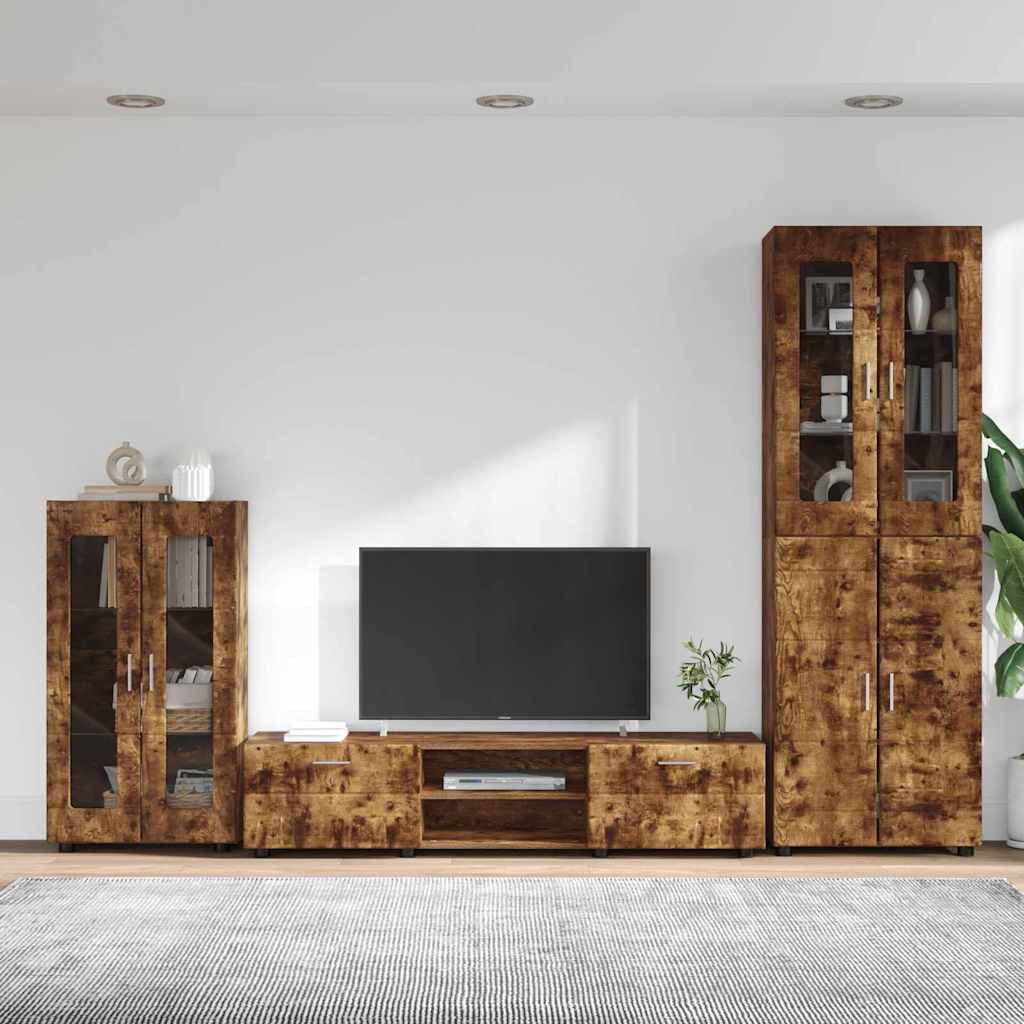 vidaXL TV Cabinet Set FLORIN 3 pcs Smoked Oak Engineered Wood