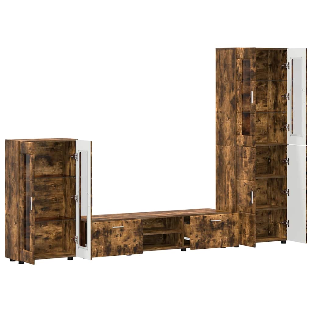 vidaXL TV Cabinet Set FLORIN 3 pcs Smoked Oak Engineered Wood