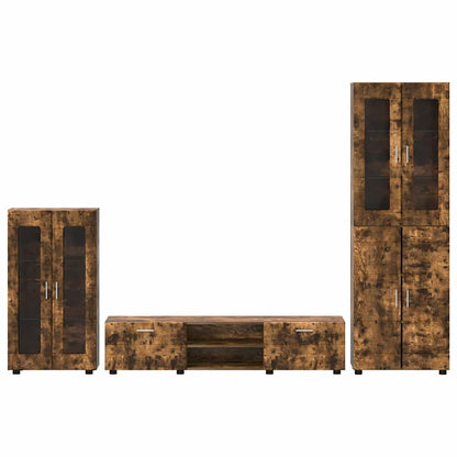 vidaXL TV Cabinet Set FLORIN 3 pcs Smoked Oak Engineered Wood