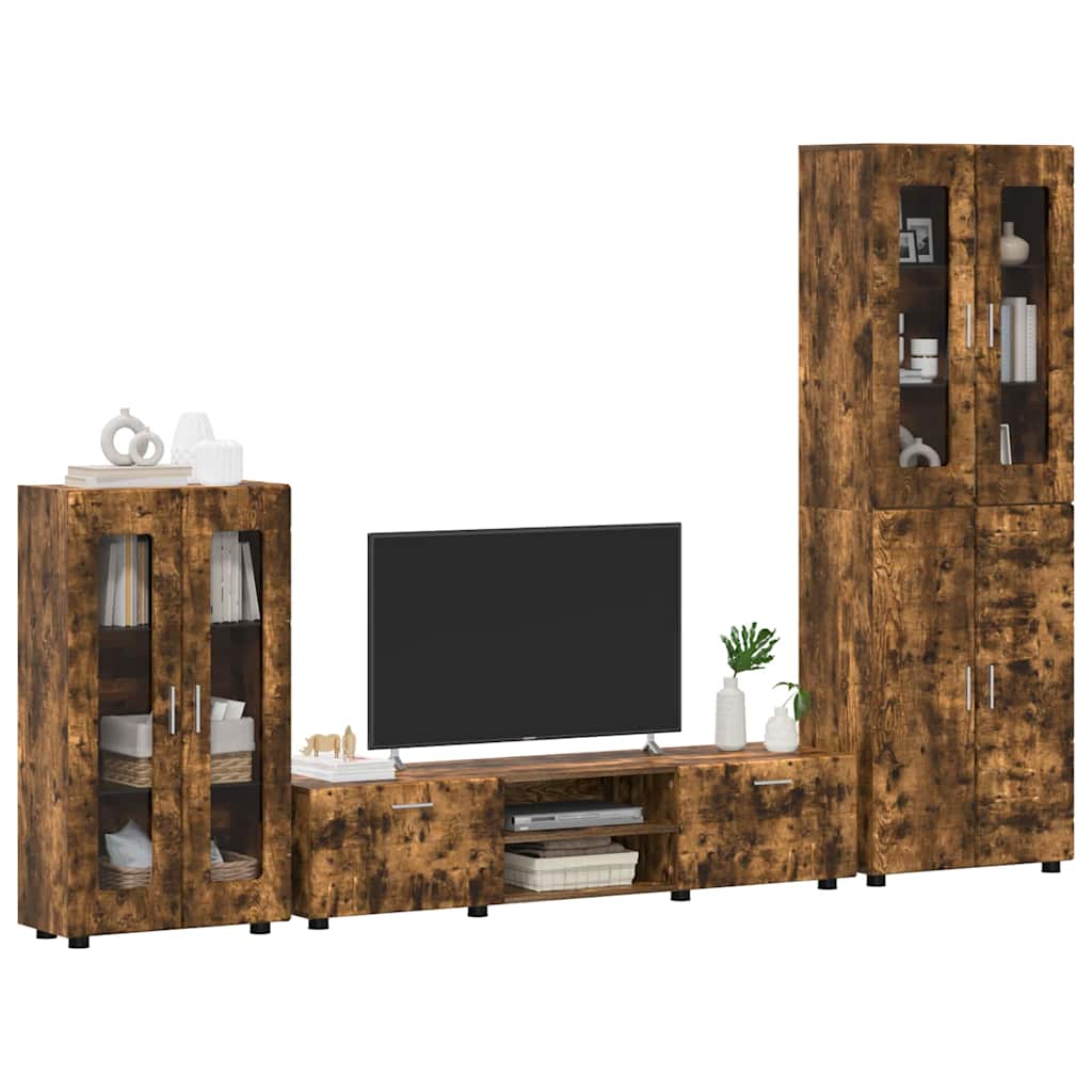 vidaXL TV Cabinet Set FLORIN 3 pcs Smoked Oak Engineered Wood