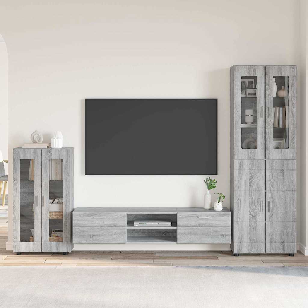vidaXL TV Cabinet Set FLORIN 3 pcs Grey Sonoma Engineered Wood