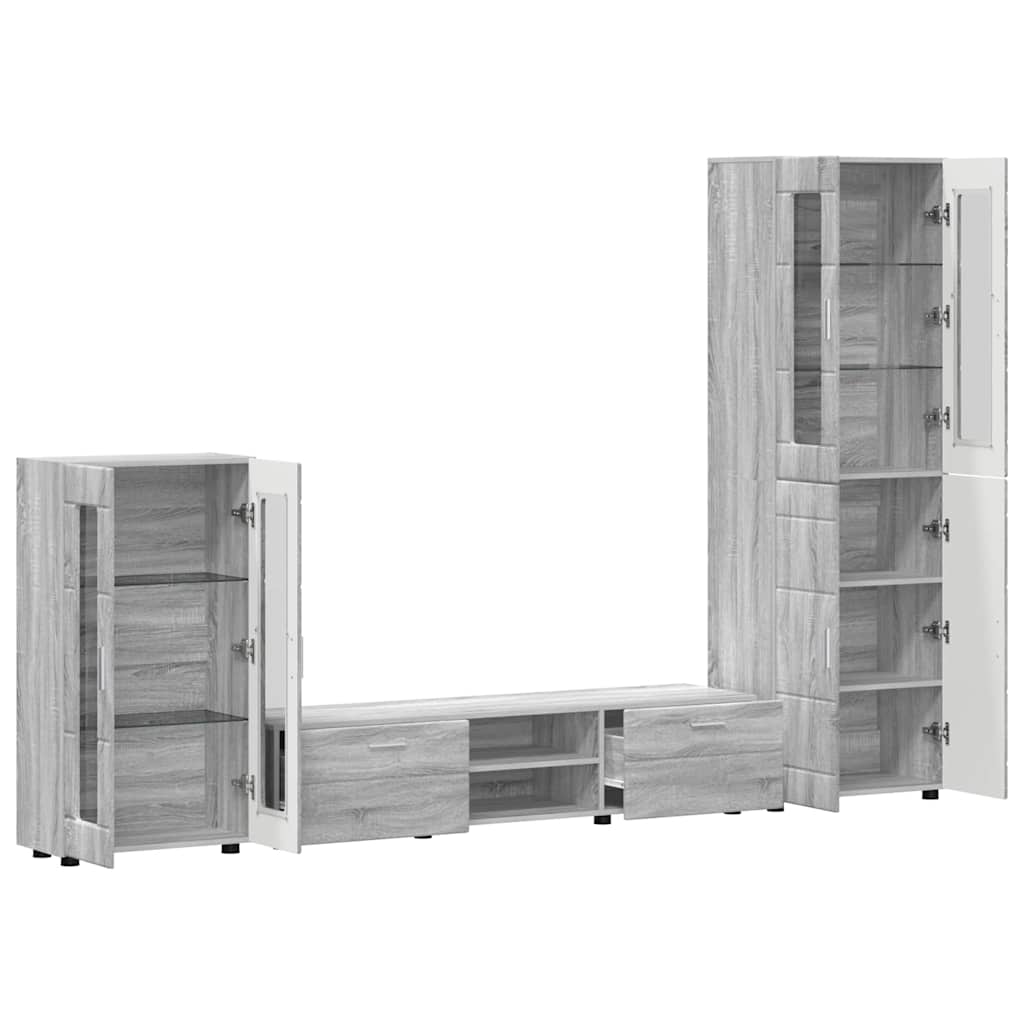 vidaXL TV Cabinet Set FLORIN 3 pcs Grey Sonoma Engineered Wood