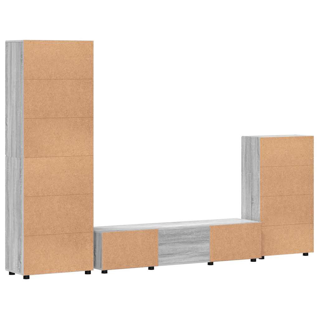 vidaXL TV Cabinet Set FLORIN 3 pcs Grey Sonoma Engineered Wood