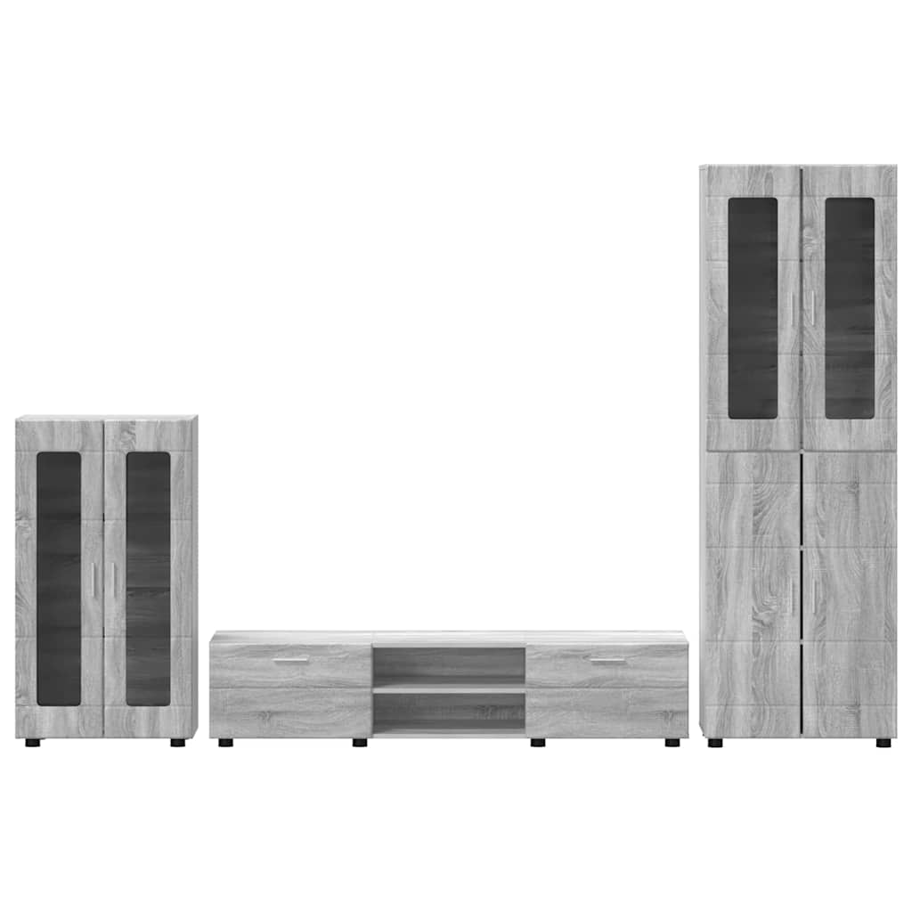 vidaXL TV Cabinet Set FLORIN 3 pcs Grey Sonoma Engineered Wood