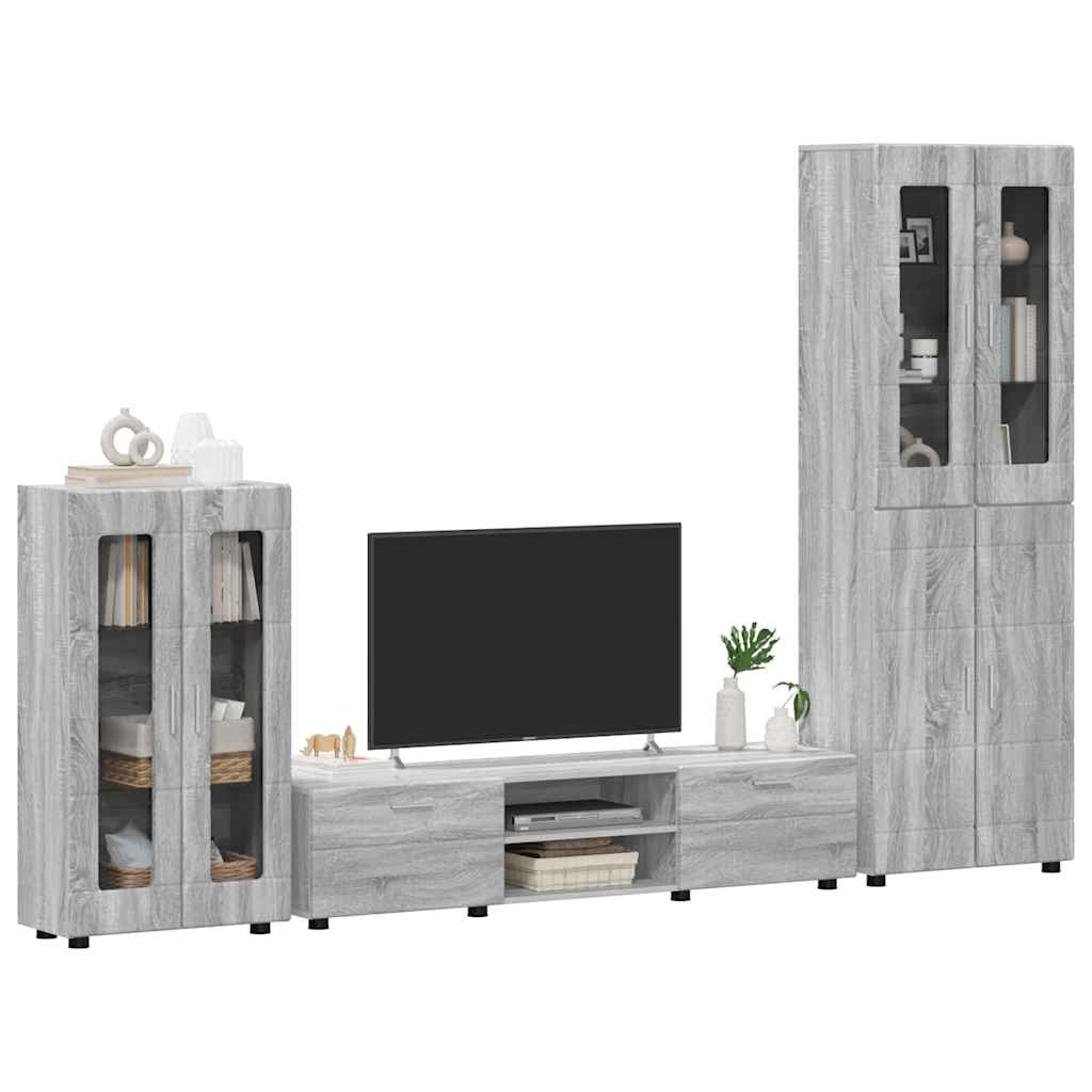 vidaXL TV Cabinet Set FLORIN 3 pcs Grey Sonoma Engineered Wood