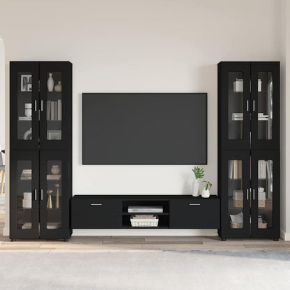 vidaXL TV Cabinet Set FLORIN 3 pcs Black Engineered Wood