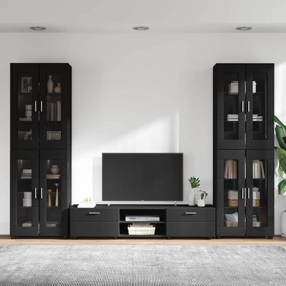 vidaXL TV Cabinet Set FLORIN 3 pcs Black Engineered Wood