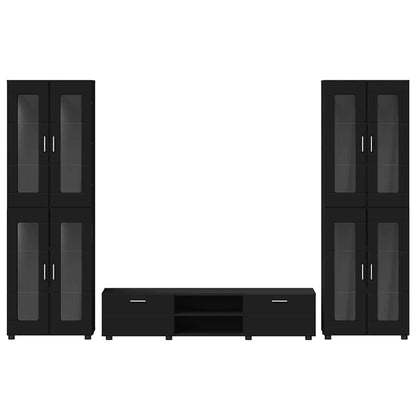 vidaXL TV Cabinet Set FLORIN 3 pcs Black Engineered Wood