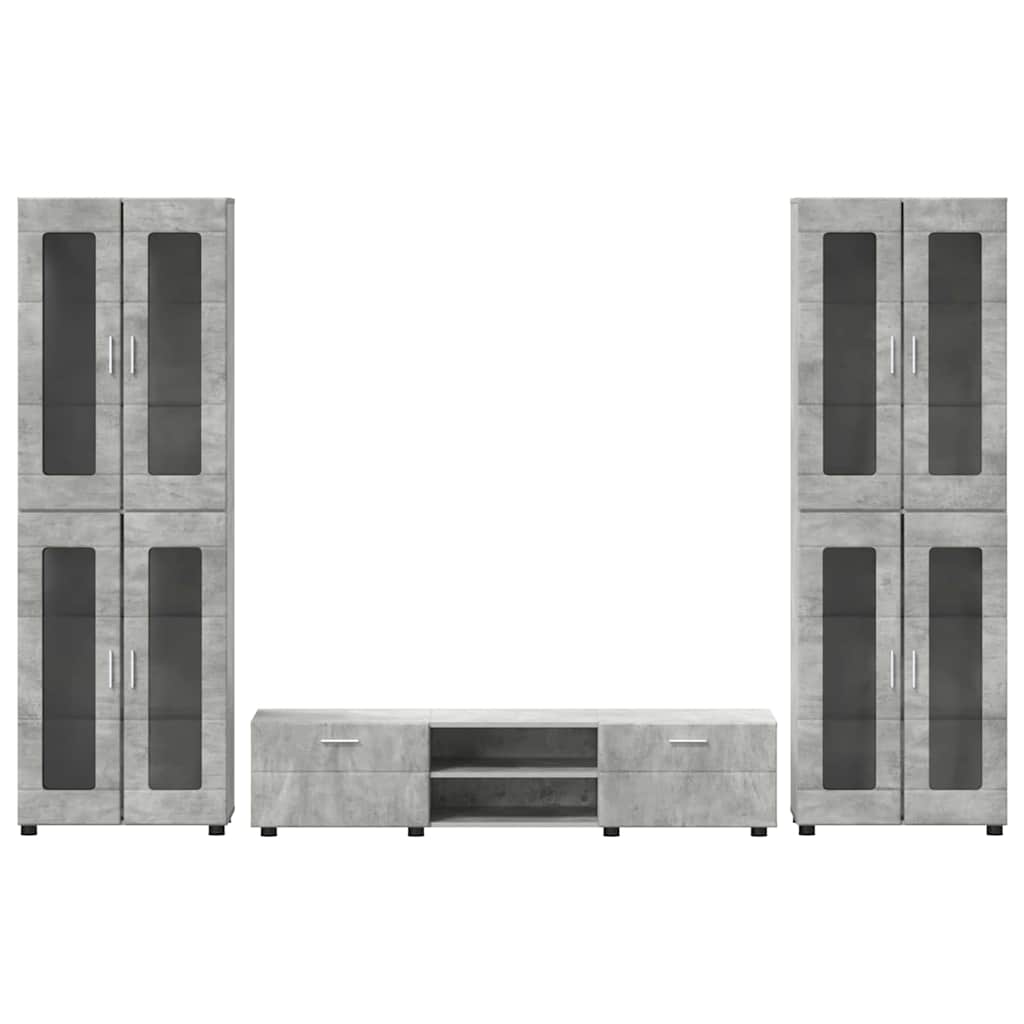 vidaXL TV Cabinet Set FLORIN 3 pcs Concrete Grey Engineered Wood