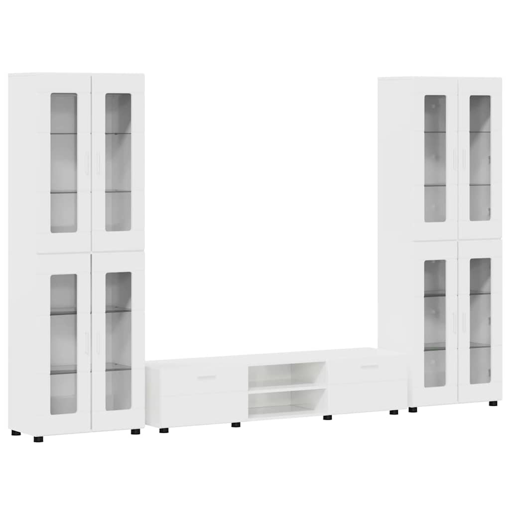 vidaXL TV Cabinet Set FLORIN 3 pcs High Gloss White Engineered Wood