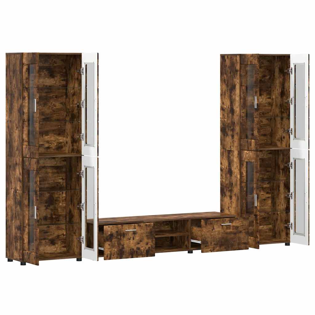 vidaXL TV Cabinet Set FLORIN 3 pcs Smoked Oak Engineered Wood