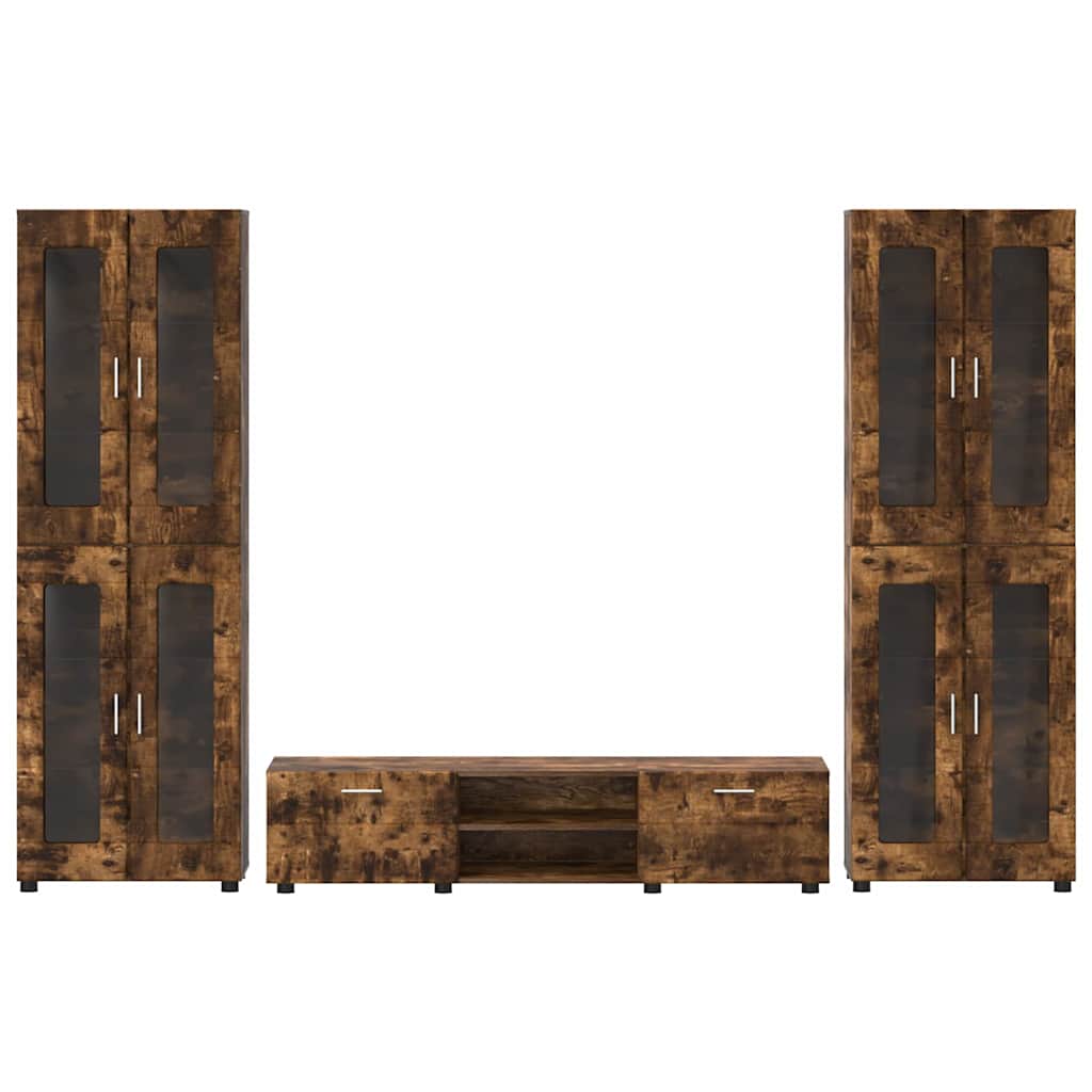 vidaXL TV Cabinet Set FLORIN 3 pcs Smoked Oak Engineered Wood