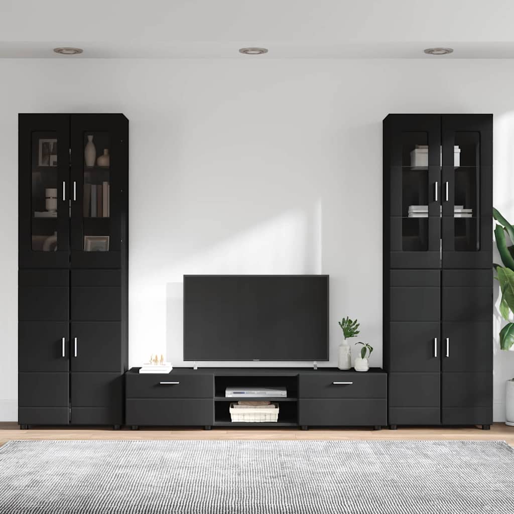 vidaXL TV Cabinet Set FLORIN 3 pcs Black Engineered Wood