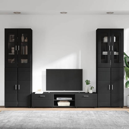 vidaXL TV Cabinet Set FLORIN 3 pcs Black Engineered Wood
