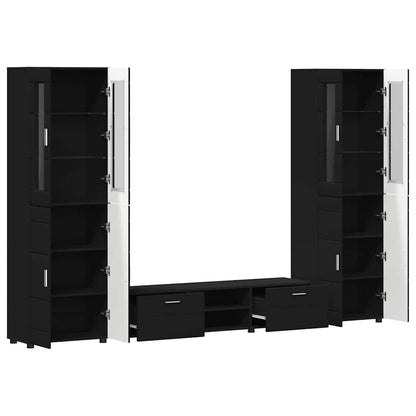 vidaXL TV Cabinet Set FLORIN 3 pcs Black Engineered Wood