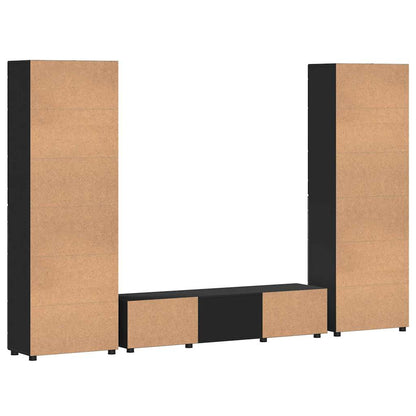 vidaXL TV Cabinet Set FLORIN 3 pcs Black Engineered Wood
