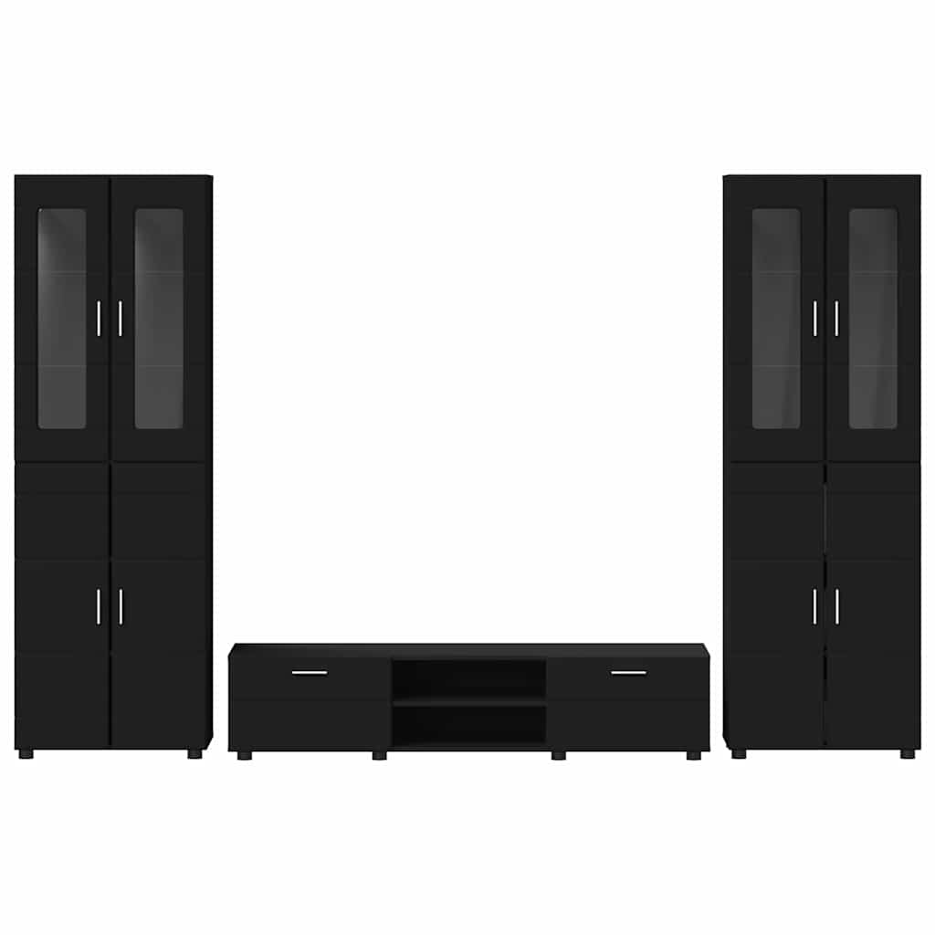 vidaXL TV Cabinet Set FLORIN 3 pcs Black Engineered Wood