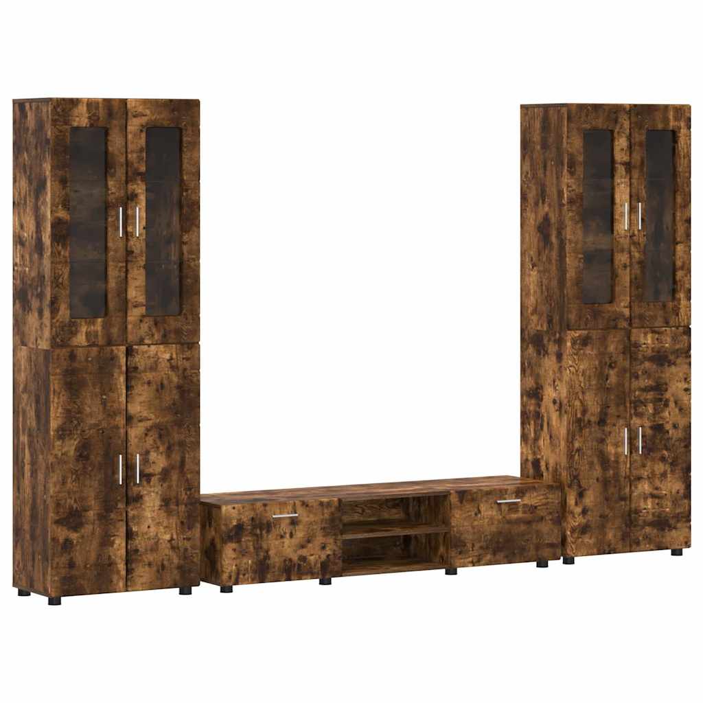 vidaXL TV Cabinet Set FLORIN 3 pcs Smoked Oak Engineered Wood