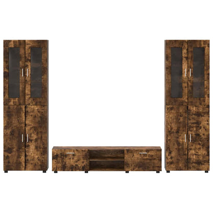 vidaXL TV Cabinet Set FLORIN 3 pcs Smoked Oak Engineered Wood