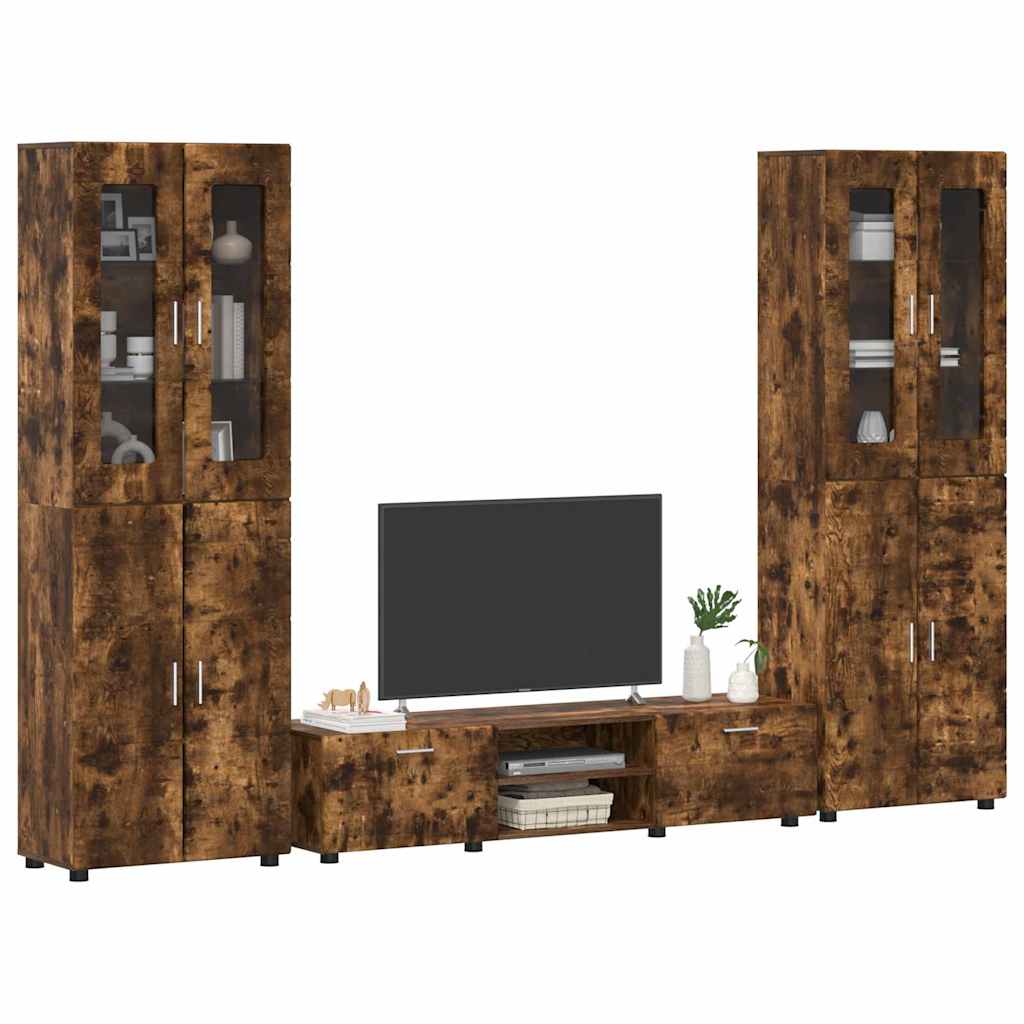 vidaXL TV Cabinet Set FLORIN 3 pcs Smoked Oak Engineered Wood
