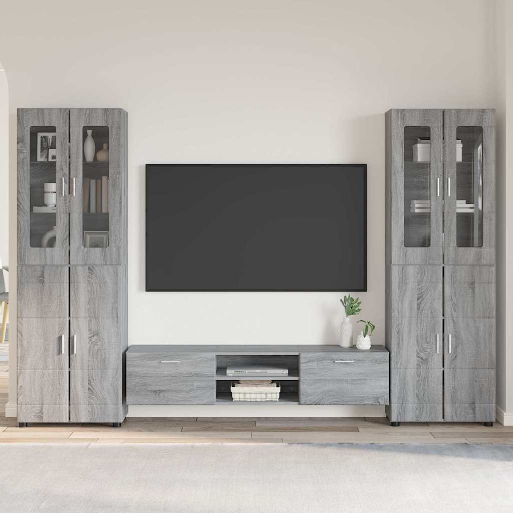 vidaXL TV Cabinet Set FLORIN 3 pcs Grey Sonoma Engineered Wood