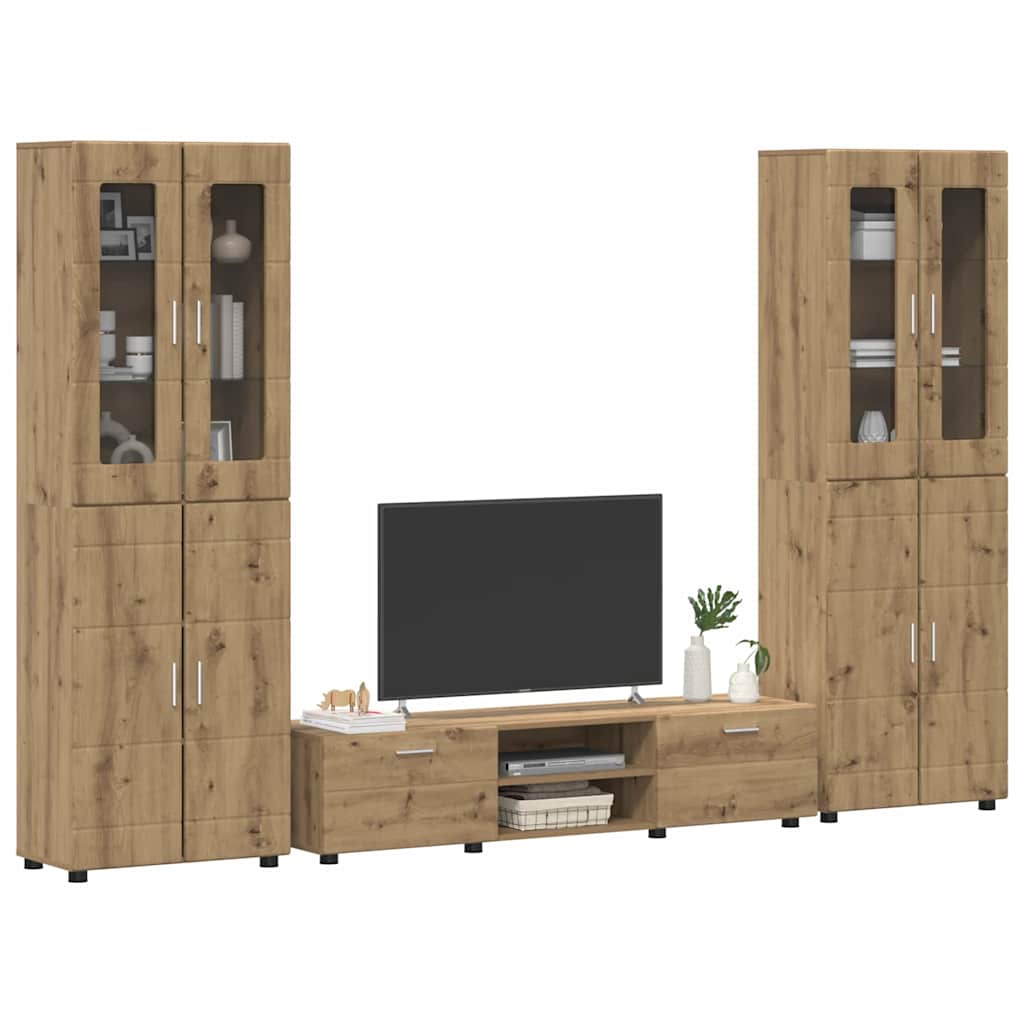 vidaXL TV Cabinet Set FLORIN 3 pcs Artisan Oak Engineered Wood