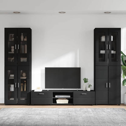 vidaXL TV Cabinet Set FLORIN 3 pcs Black Engineered Wood