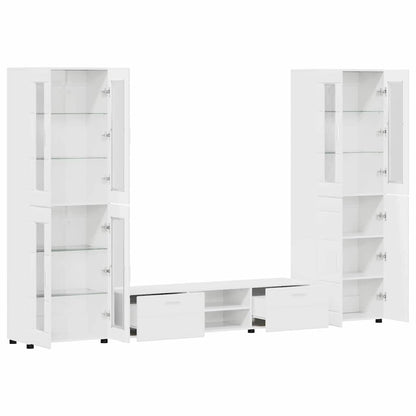 vidaXL TV Cabinet Set FLORIN 3 pcs High Gloss White Engineered Wood