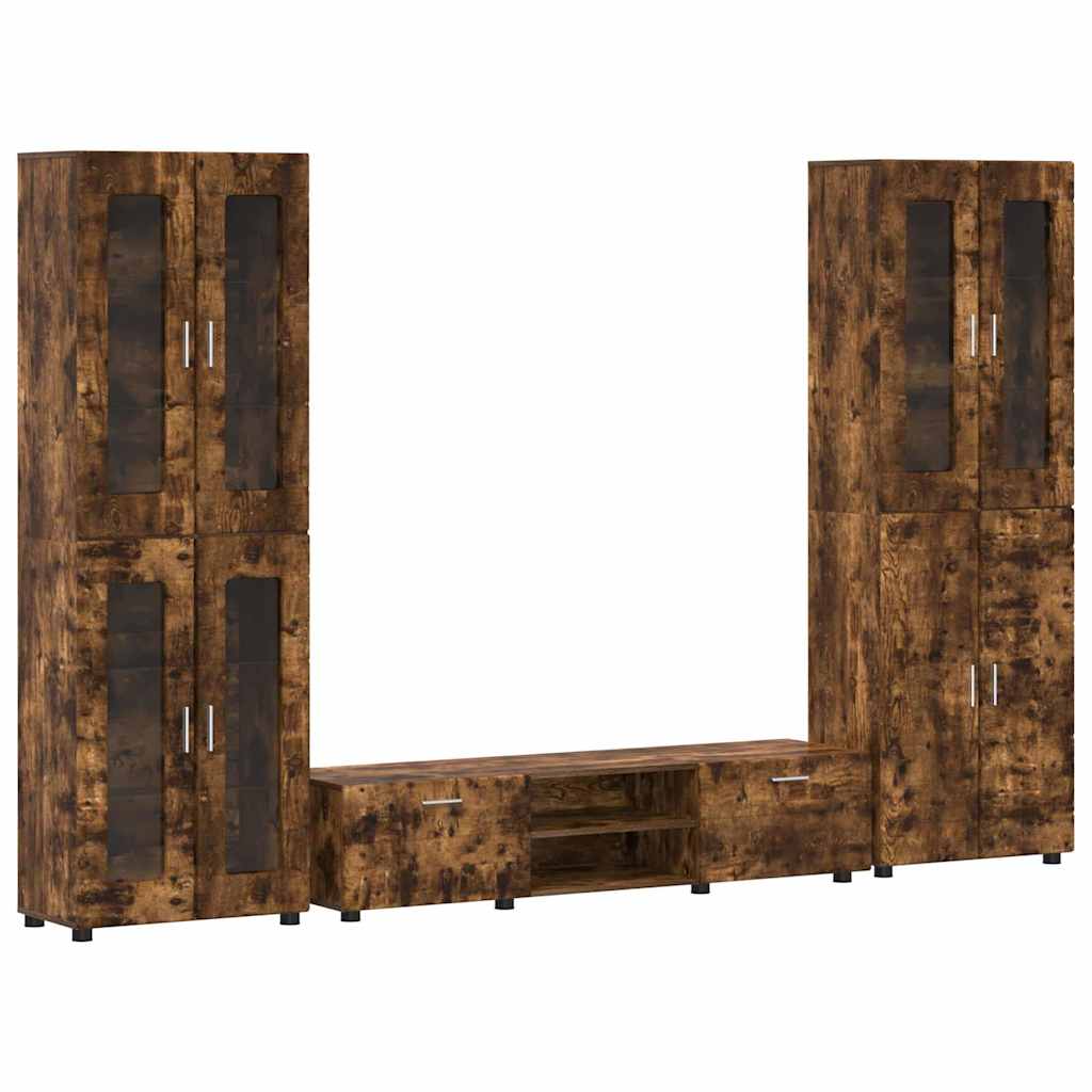 vidaXL TV Cabinet Set FLORIN 3 pcs Smoked Oak Engineered Wood