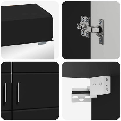 vidaXL Bathroom Furniture Set with Shelf TULUM Black Engineered Wood