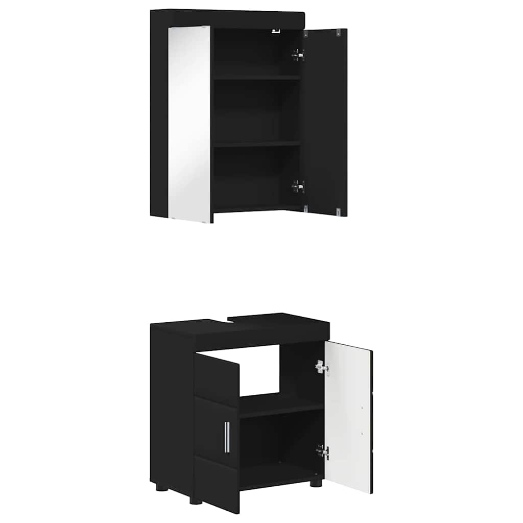 vidaXL Bathroom Furniture Set with Shelf TULUM Black Engineered Wood