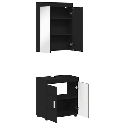 vidaXL Bathroom Furniture Set with Shelf TULUM Black Engineered Wood