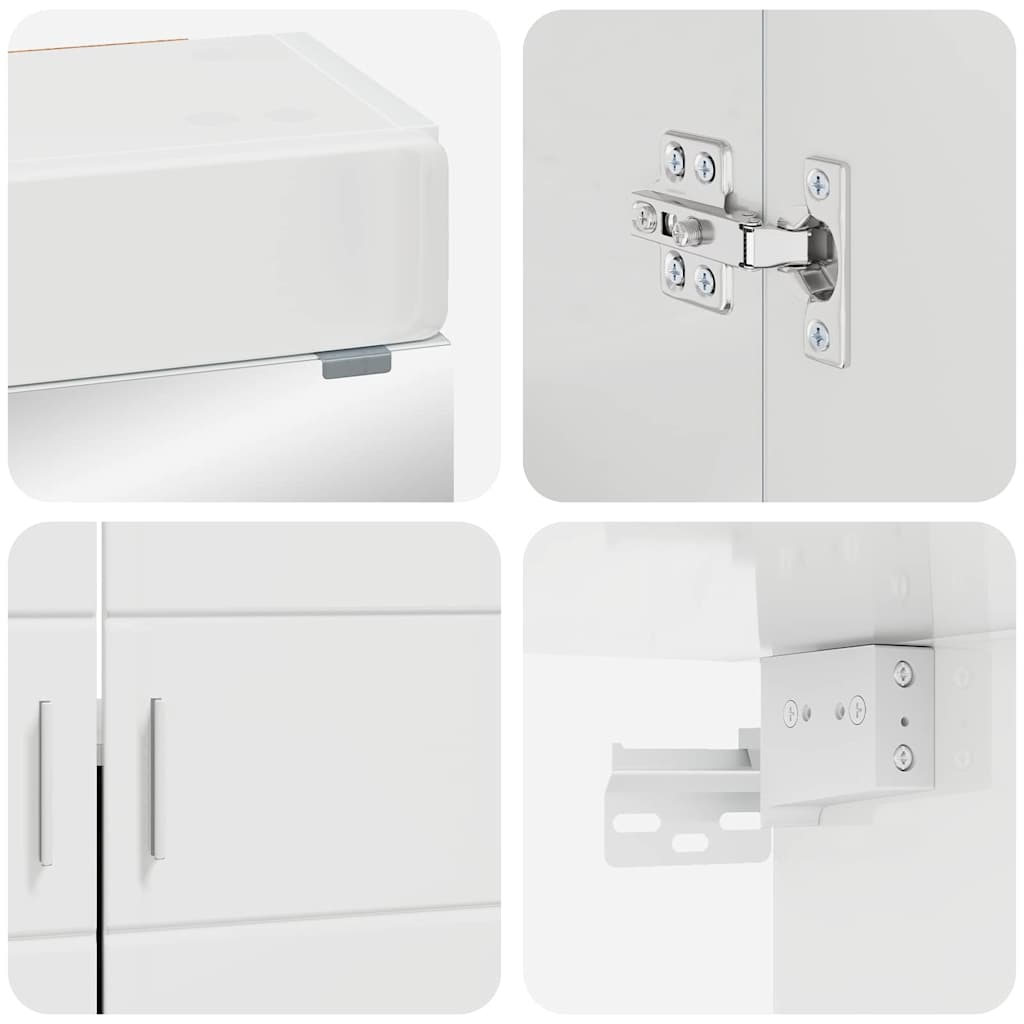 vidaXL Bathroom Furniture Set TULUM High Gloss White Engineered Wood