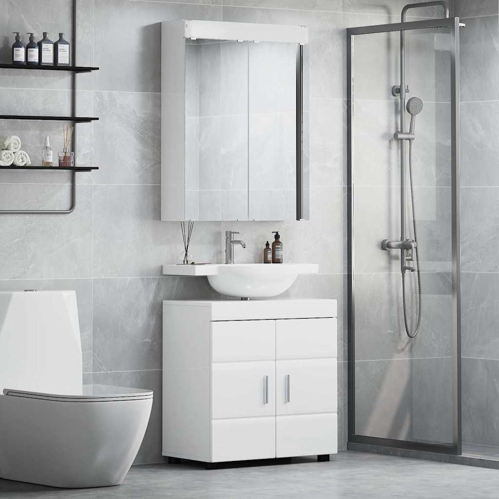 vidaXL Bathroom Furniture Set TULUM 2 pcs High Gloss White