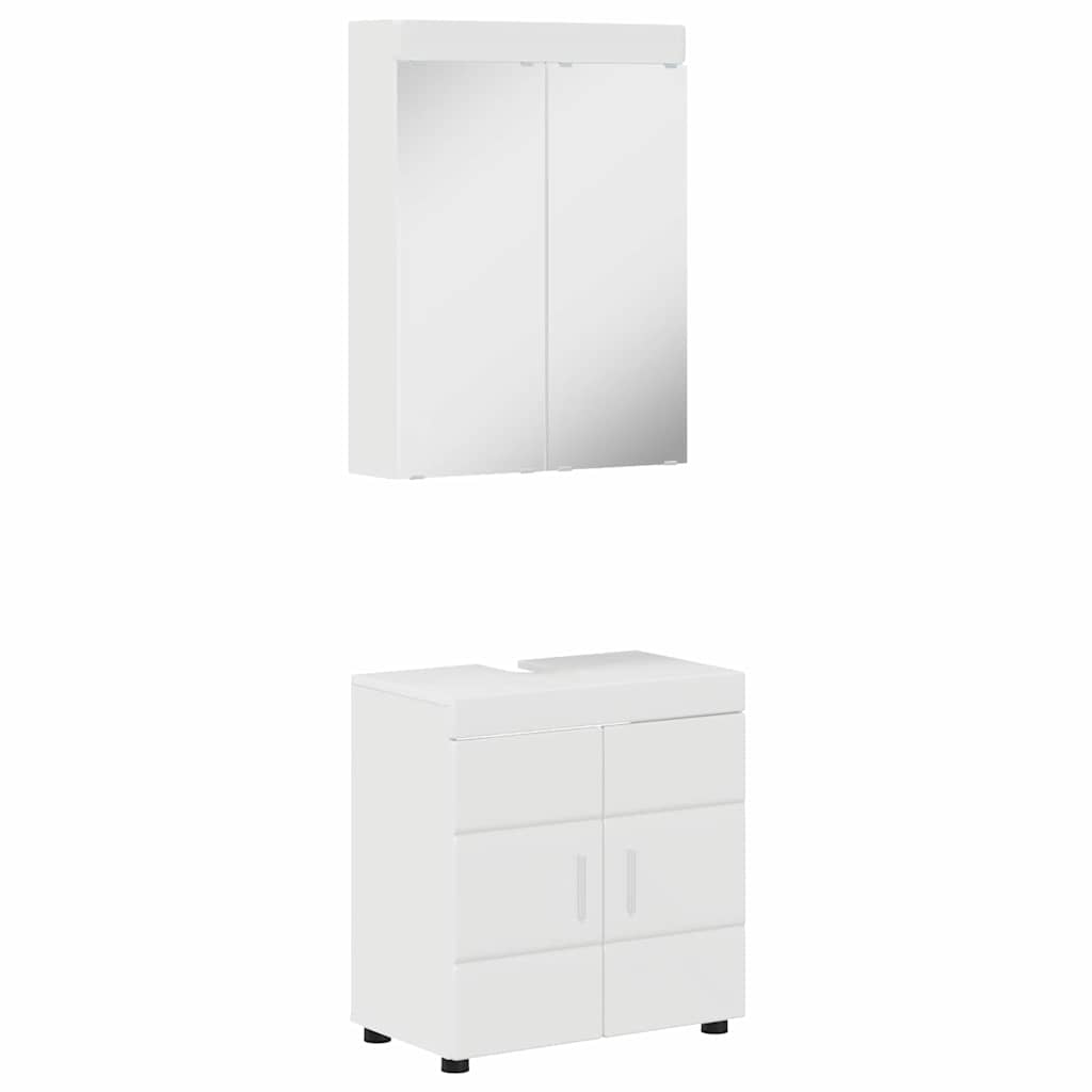 vidaXL Bathroom Furniture Set TULUM 2 pcs High Gloss White
