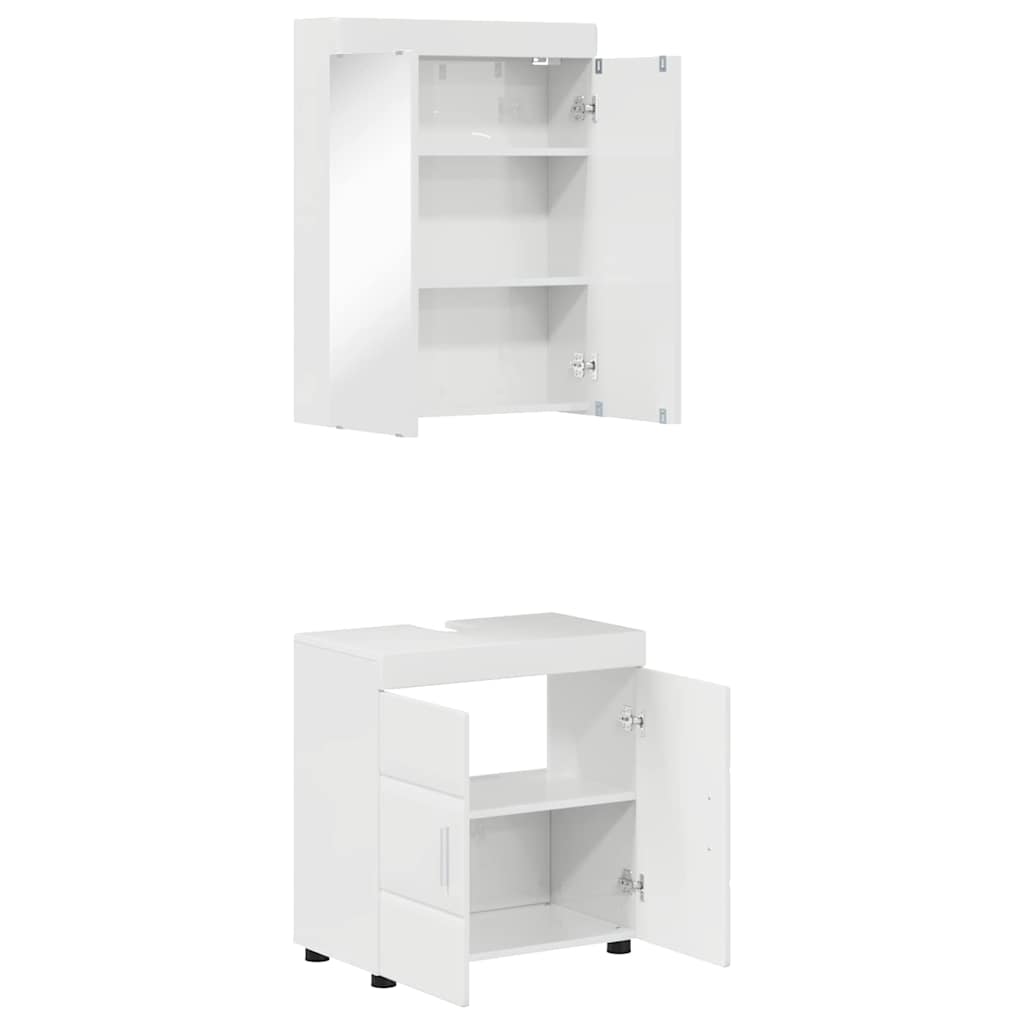 vidaXL Bathroom Furniture Set TULUM 2 pcs High Gloss White