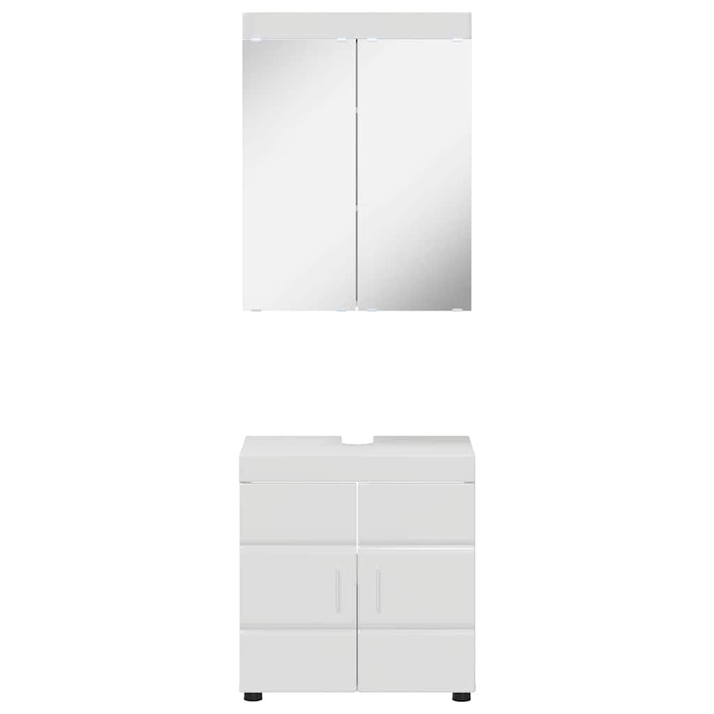 vidaXL Bathroom Furniture Set TULUM High Gloss White Engineered Wood