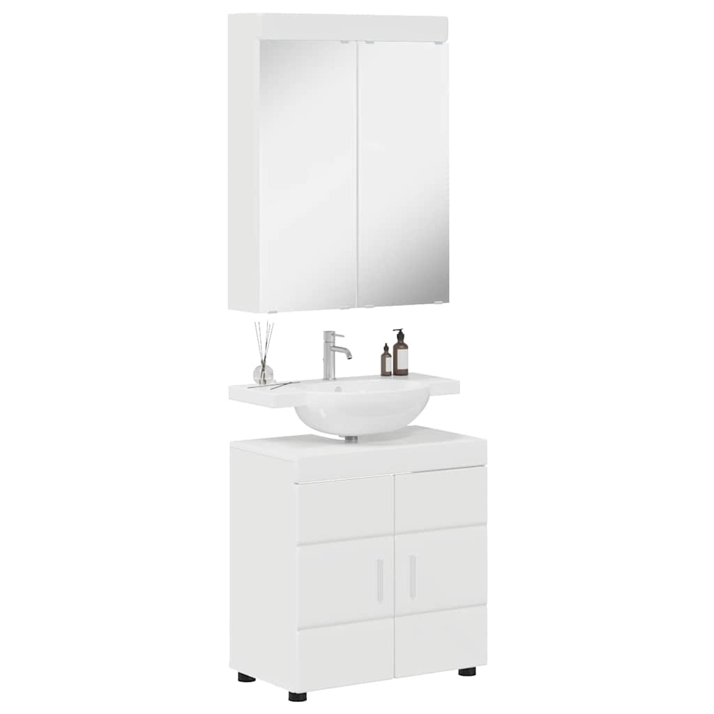 vidaXL Bathroom Furniture Set TULUM High Gloss White Engineered Wood