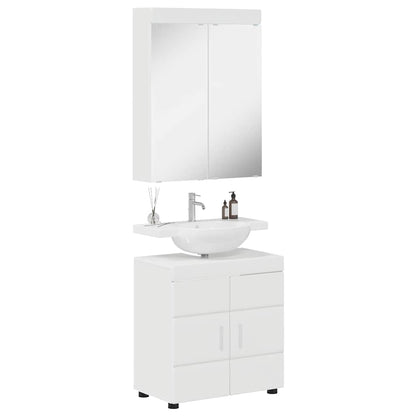 vidaXL Bathroom Furniture Set TULUM High Gloss White Engineered Wood