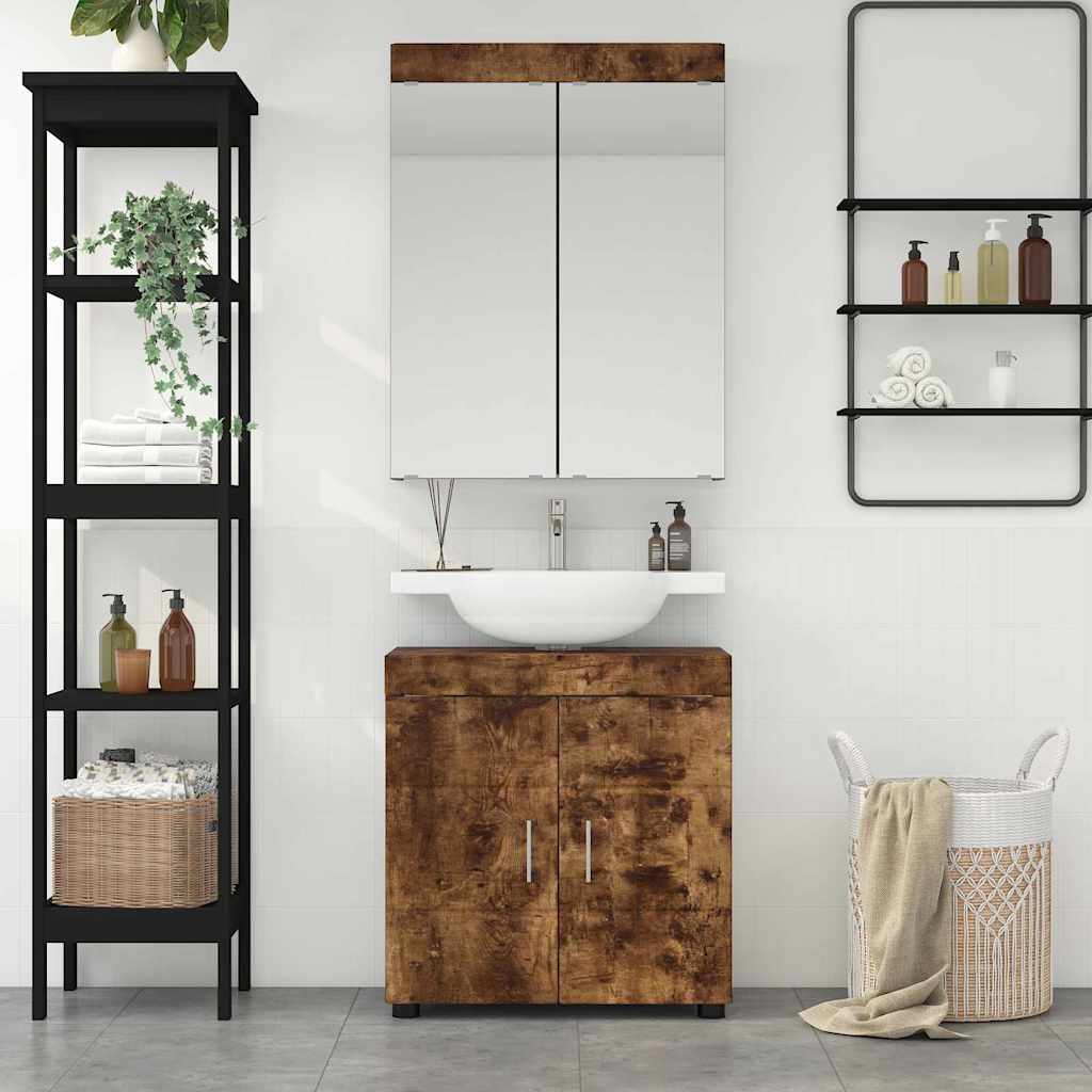vidaXL Bathroom Furniture Set TULUM Smoked Oak Engineered Wood