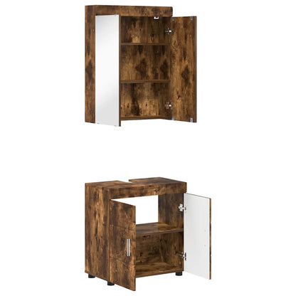 vidaXL Bathroom Furniture Set TULUM Smoked Oak Engineered Wood