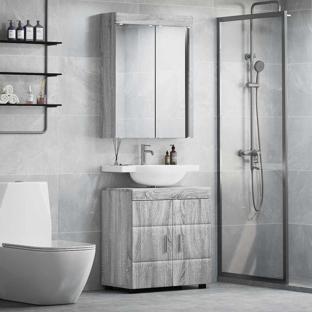 vidaXL Bathroom Furniture Set TULUM Grey Sonoma Engineered Wood