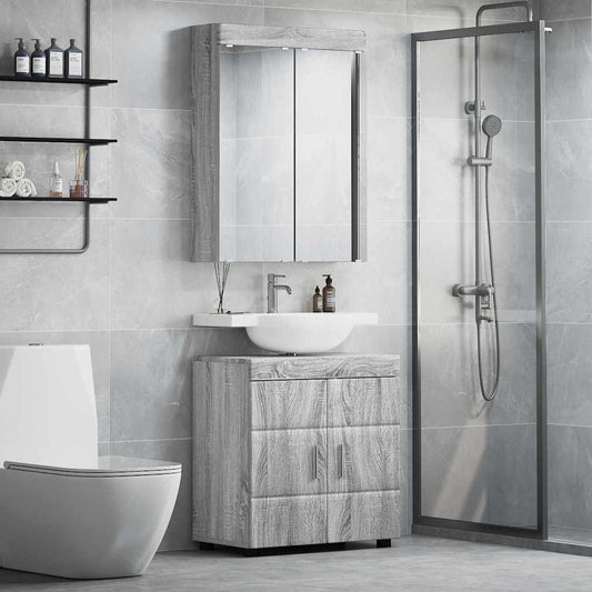vidaXL Bathroom Furniture Set TULUM 2 pcs Grey Sonoma 60 x 34 x 63 cm
