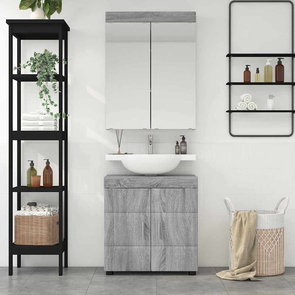 vidaXL Bathroom Furniture Set TULUM Grey Sonoma Engineered Wood