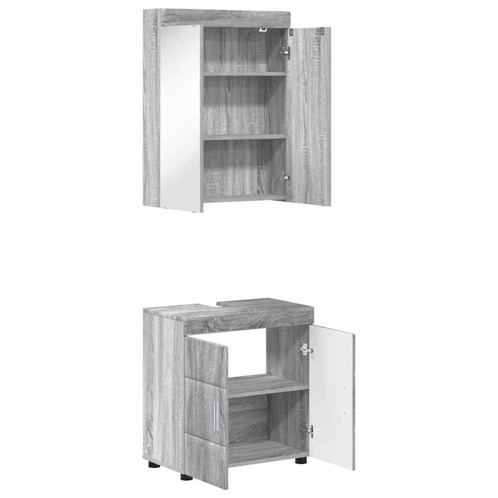 vidaXL Bathroom Furniture Set TULUM 2 pcs Grey Sonoma 60 x 34 x 63 cm